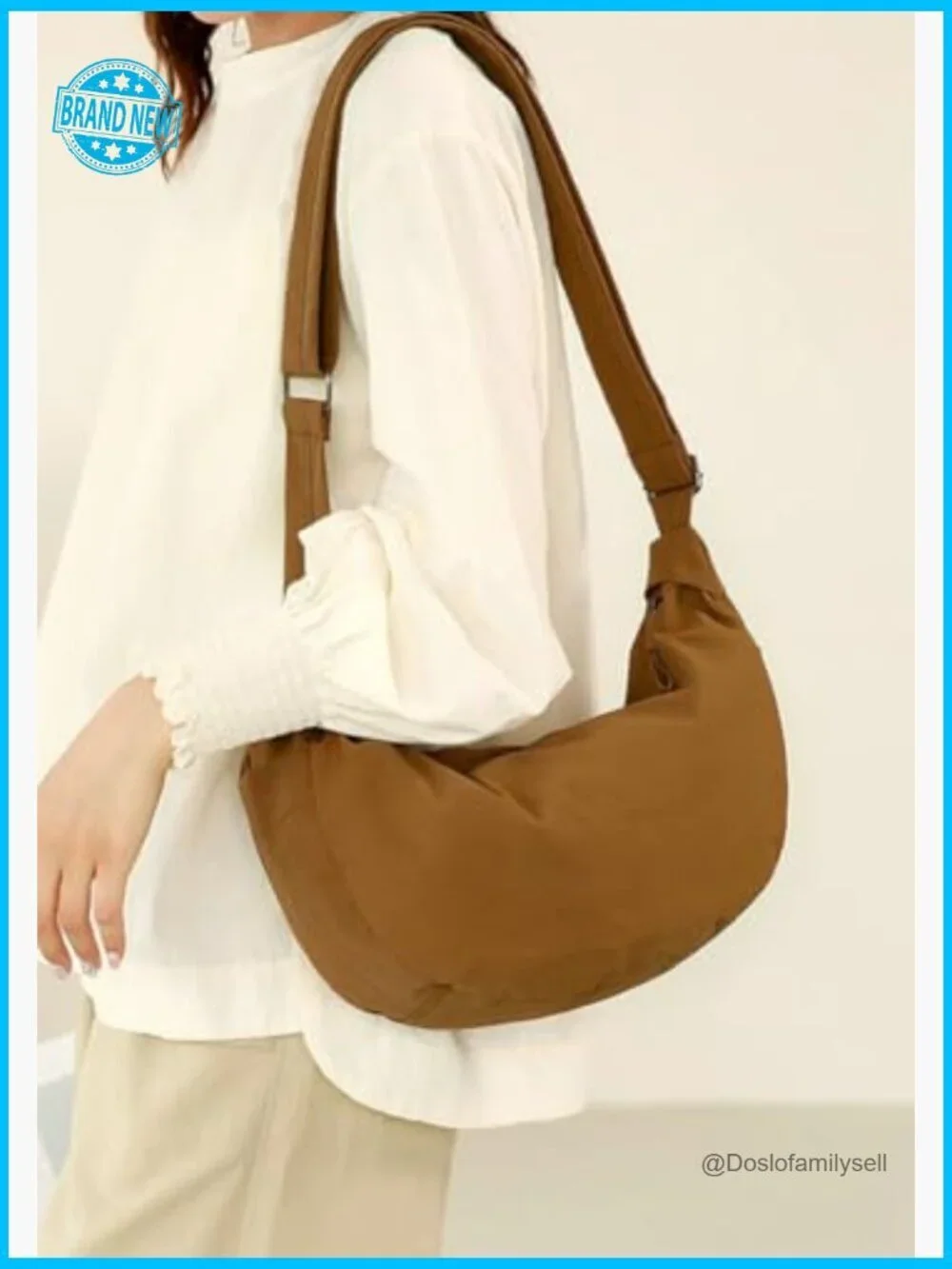Lightweight Nylon Crescent Bag Large Shoulder Crossbody Waterproof Dumpling